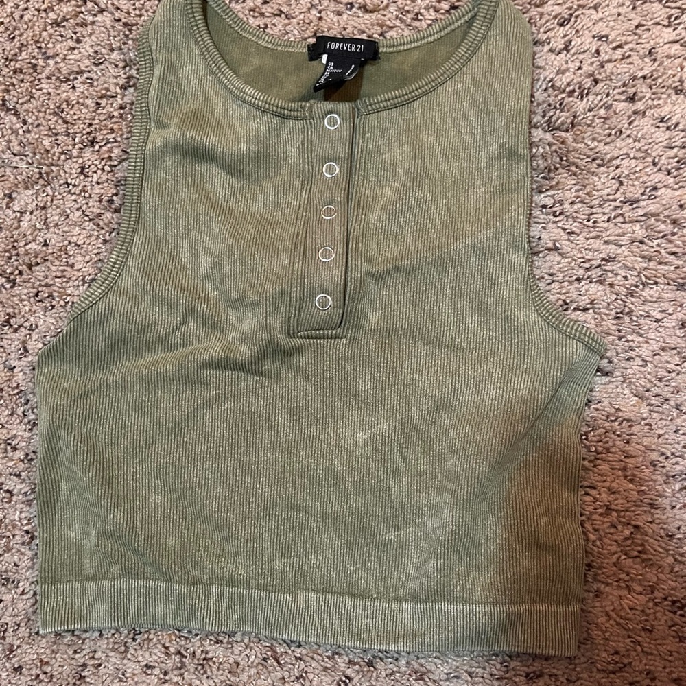 Forever 21 Olive Ribbed Tank Top